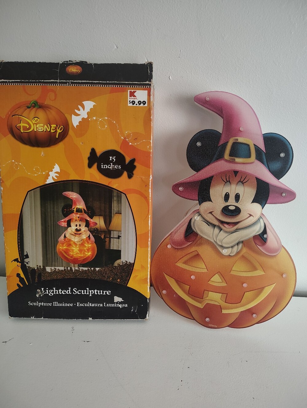 Disney Minnie Mouse Halloween Pumpkin Lighted Sculpture 15" Vintage Kmart